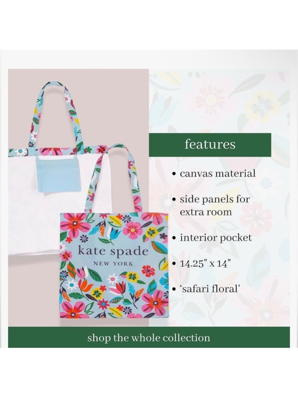 kate spade Light Blue Floral Tote with Multicolor Accents - Picture 3 of 3
